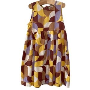Oeuf Organic Cotton Dress Geometric Print Sleeveless Multi Color RARE Size 2-3Y